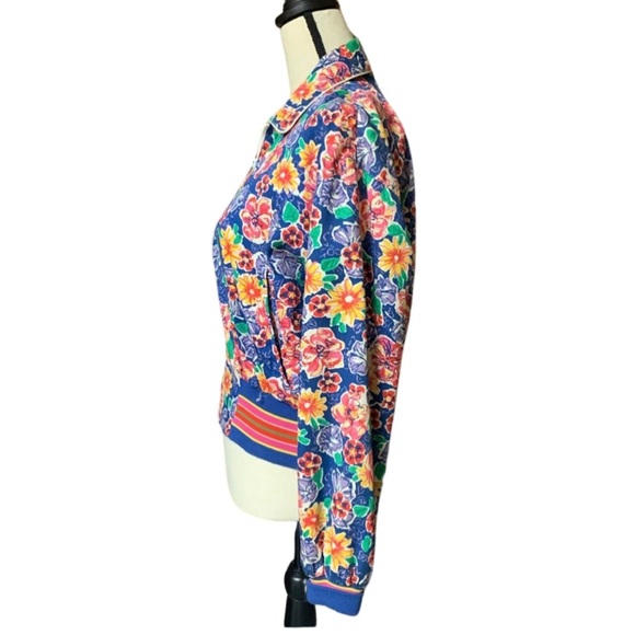 VINTAGE LILY’S OF BEVERLY HILLS 90’s Women’s Floral Zip Up Bomber Jacket - Picture 5 of 6